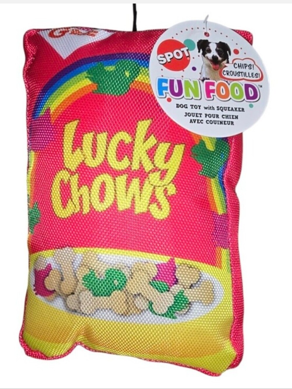 Spot Fun Food "Lucky Chows" Plush Dog Toy - Pink with Yellow & Green